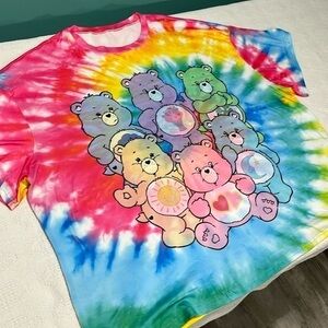 ROMWE X Care‎ Bears Plus Tie Dye Bear Print Drop Shoulder Tee 3XL NWT